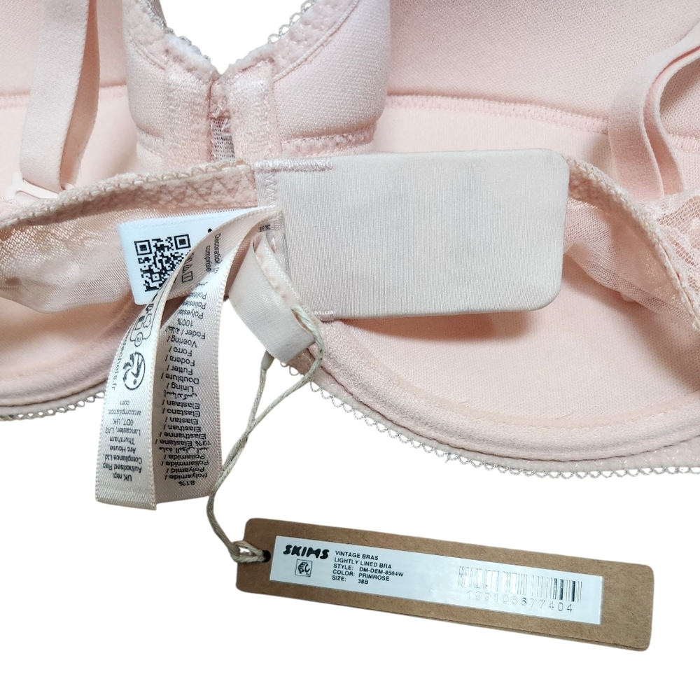 NWT Skims Vintage Bra Primrose Pink Lace Full Cup Lined Retro Feminine Size 38B - Picture 6 of 8